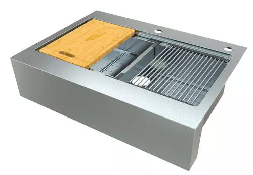 Tuscany® Acadian Farmhouse/Apron Front 33" Stainless Steel 2-Hole Single Bowl Kitchen Sink 3 Tuscany® Acadian Farmhouse/Apron Front 33" Stainless Steel 2-Hole Single Bowl Kitchen Sink - Image 3