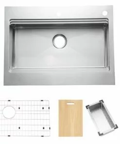 Tuscany® Acadian Farmhouse/Apron Front 33" Stainless Steel 2-Hole Single Bowl Kitchen Sink 19 Tuscany® Acadian Farmhouse/Apron Front 33" Stainless Steel 2-Hole Single Bowl Kitchen Sink -Tuscany Shop 6724134 wparts