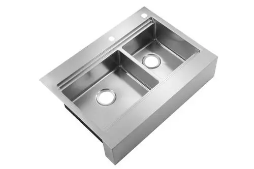 Tuscany™ Acadian Farmhouse/Apron Front 33" Stainless Steel 2-Hole Double Bowl Kitchen Sink 1 Tuscany™ Acadian Farmhouse/Apron Front 33" Stainless Steel 2-Hole Double Bowl Kitchen Sink