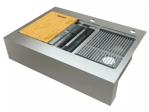 Tuscany™ Acadian Farmhouse/Apron Front 33" Stainless Steel 2-Hole Double Bowl Kitchen Sink 2 Tuscany™ Acadian Farmhouse/Apron Front 33" Stainless Steel 2-Hole Double Bowl Kitchen Sink - Image 2