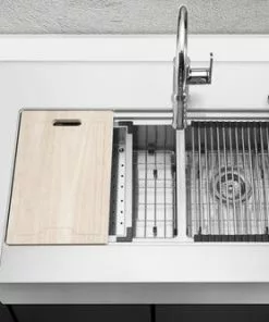 Tuscany™ Acadian Farmhouse/Apron Front 33" Stainless Steel 2-Hole Double Bowl Kitchen Sink 12 Tuscany™ Acadian Farmhouse/Apron Front 33" Stainless Steel 2-Hole Double Bowl Kitchen Sink -Tuscany Shop 6724135 Scene 1