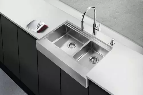 Tuscany™ Acadian Farmhouse/Apron Front 33" Stainless Steel 2-Hole Double Bowl Kitchen Sink 6 Tuscany™ Acadian Farmhouse/Apron Front 33" Stainless Steel 2-Hole Double Bowl Kitchen Sink - Image 6