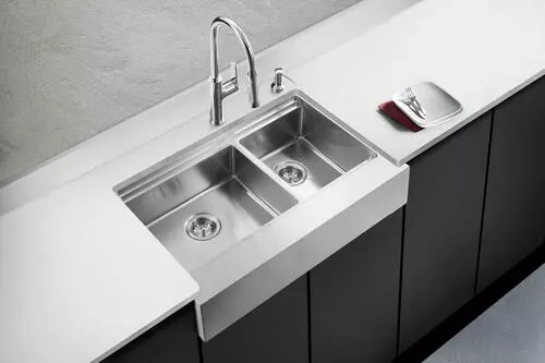 Tuscany™ Acadian Farmhouse/Apron Front 33" Stainless Steel 2-Hole Double Bowl Kitchen Sink 5 Tuscany™ Acadian Farmhouse/Apron Front 33" Stainless Steel 2-Hole Double Bowl Kitchen Sink - Image 5