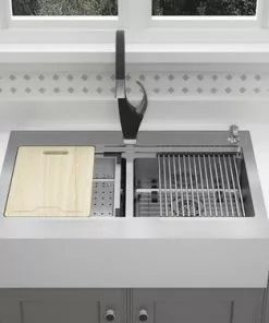 Tuscany™ Acadian Farmhouse/Apron Front 33" Stainless Steel 2-Hole Double Bowl Kitchen Sink 30 Tuscany™ Acadian Farmhouse/Apron Front 33" Stainless Steel 2-Hole Double Bowl Kitchen Sink -Tuscany Shop 6724136 Alt 2