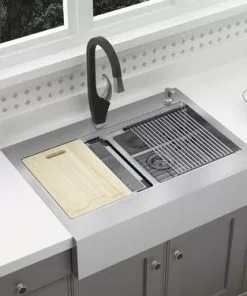 Tuscany™ Acadian Farmhouse/Apron Front 33" Stainless Steel 2-Hole Double Bowl Kitchen Sink 31 Tuscany™ Acadian Farmhouse/Apron Front 33" Stainless Steel 2-Hole Double Bowl Kitchen Sink -Tuscany Shop 6724136 Alt 3