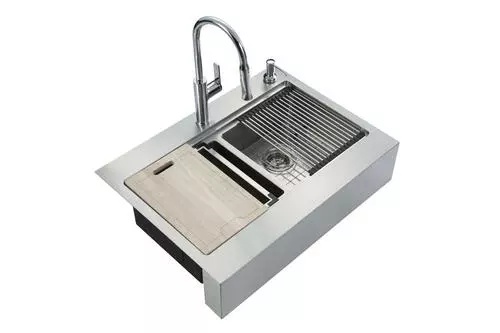 Tuscany™ Acadian Farmhouse/Apron Front 33" Stainless Steel 2-Hole Double Bowl Kitchen Sink 5 Tuscany™ Acadian Farmhouse/Apron Front 33" Stainless Steel 2-Hole Double Bowl Kitchen Sink - Image 5