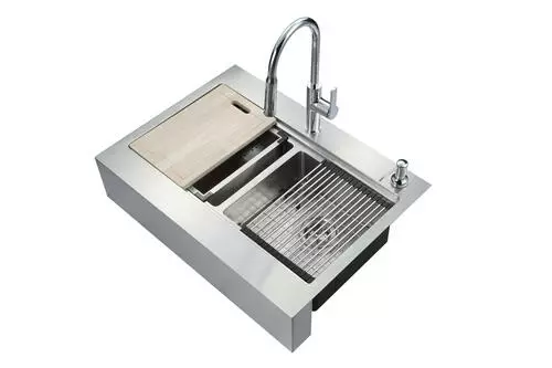 Tuscany™ Acadian Farmhouse/Apron Front 33" Stainless Steel 2-Hole Double Bowl Kitchen Sink 3 Tuscany™ Acadian Farmhouse/Apron Front 33" Stainless Steel 2-Hole Double Bowl Kitchen Sink - Image 3