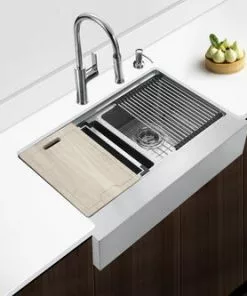 Tuscany™ Acadian Farmhouse/Apron Front 33" Stainless Steel 2-Hole Double Bowl Kitchen Sink 22 Tuscany™ Acadian Farmhouse/Apron Front 33" Stainless Steel 2-Hole Double Bowl Kitchen Sink -Tuscany Shop 6724136 Scene 2