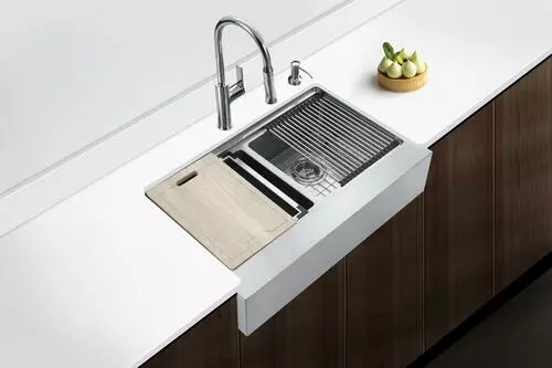 Tuscany™ Acadian Farmhouse/Apron Front 33" Stainless Steel 2-Hole Double Bowl Kitchen Sink 7 Tuscany™ Acadian Farmhouse/Apron Front 33" Stainless Steel 2-Hole Double Bowl Kitchen Sink - Image 7