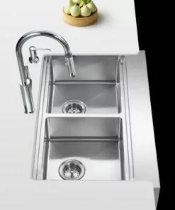 Tuscany™ Acadian Farmhouse/Apron Front 33" Stainless Steel 2-Hole Double Bowl Kitchen Sink 24 Tuscany™ Acadian Farmhouse/Apron Front 33" Stainless Steel 2-Hole Double Bowl Kitchen Sink -Tuscany Shop 6724136 Scene 4