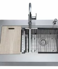 Tuscany™ Acadian Farmhouse/Apron Front 33" Stainless Steel 2-Hole Double Bowl Kitchen Sink 19 Tuscany™ Acadian Farmhouse/Apron Front 33" Stainless Steel 2-Hole Double Bowl Kitchen Sink -Tuscany Shop 6724136 Top