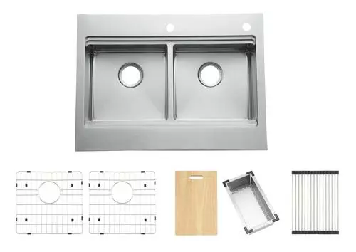 Tuscany™ Acadian Farmhouse/Apron Front 33" Stainless Steel 2-Hole Double Bowl Kitchen Sink 14 Tuscany™ Acadian Farmhouse/Apron Front 33" Stainless Steel 2-Hole Double Bowl Kitchen Sink - Image 14