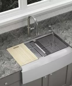 Tuscany™ Acadian Farmhouse/Apron Front 33" Stainless Steel Work Station 2-Hole Single Bowl Kitchen Sink 12 Tuscany™ Acadian Farmhouse/Apron Front 33" Stainless Steel Work Station 2-Hole Single Bowl Kitchen Sink -Tuscany Shop 6724137 scene 1b