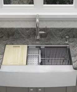 Tuscany™ Acadian Farmhouse/Apron Front 33" Stainless Steel Work Station 2-Hole Single Bowl Kitchen Sink 13 Tuscany™ Acadian Farmhouse/Apron Front 33" Stainless Steel Work Station 2-Hole Single Bowl Kitchen Sink -Tuscany Shop 6724137 scene 2b