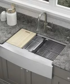 Tuscany™ Acadian Farmhouse/Apron Front 33" Stainless Steel Work Station 2-Hole Single Bowl Kitchen Sink 14 Tuscany™ Acadian Farmhouse/Apron Front 33" Stainless Steel Work Station 2-Hole Single Bowl Kitchen Sink -Tuscany Shop 6724137 scene 3b