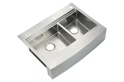 Tuscany™ Acadian Farmhouse/Apron Front 33" Stainless Steel 2-Hole Double Bowl Kitchen Sink 2 Tuscany™ Acadian Farmhouse/Apron Front 33" Stainless Steel 2-Hole Double Bowl Kitchen Sink - Image 2