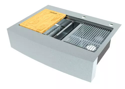 Tuscany™ Acadian Farmhouse/Apron Front 33" Stainless Steel 2-Hole Double Bowl Kitchen Sink 1 Tuscany™ Acadian Farmhouse/Apron Front 33" Stainless Steel 2-Hole Double Bowl Kitchen Sink