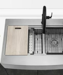 Tuscany™ Acadian Farmhouse/Apron Front 33" Stainless Steel 2-Hole Double Bowl Kitchen Sink 12 Tuscany™ Acadian Farmhouse/Apron Front 33" Stainless Steel 2-Hole Double Bowl Kitchen Sink -Tuscany Shop 6724138 Scene 1