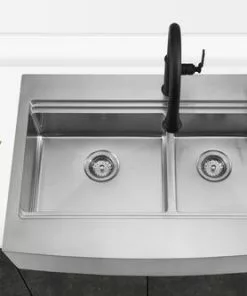 Tuscany™ Acadian Farmhouse/Apron Front 33" Stainless Steel 2-Hole Double Bowl Kitchen Sink 13 Tuscany™ Acadian Farmhouse/Apron Front 33" Stainless Steel 2-Hole Double Bowl Kitchen Sink -Tuscany Shop 6724138 Scene 2