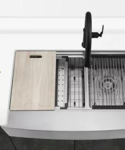 Tuscany™ Acadian Farmhouse/Apron Front 33" Stainless Steel 2-Hole Double Bowl Kitchen Sink 14 Tuscany™ Acadian Farmhouse/Apron Front 33" Stainless Steel 2-Hole Double Bowl Kitchen Sink -Tuscany Shop 6724138 Scene 3