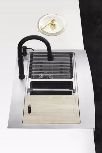 Tuscany™ Acadian Farmhouse/Apron Front 33" Stainless Steel 2-Hole Double Bowl Kitchen Sink 7 Tuscany™ Acadian Farmhouse/Apron Front 33" Stainless Steel 2-Hole Double Bowl Kitchen Sink - Image 7