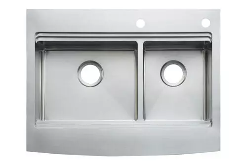 Tuscany™ Acadian Farmhouse/Apron Front 33" Stainless Steel 2-Hole Double Bowl Kitchen Sink 3 Tuscany™ Acadian Farmhouse/Apron Front 33" Stainless Steel 2-Hole Double Bowl Kitchen Sink - Image 3