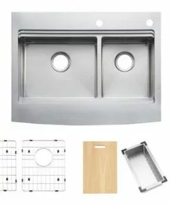 Tuscany™ Acadian Farmhouse/Apron Front 33" Stainless Steel 2-Hole Double Bowl Kitchen Sink 17 Tuscany™ Acadian Farmhouse/Apron Front 33" Stainless Steel 2-Hole Double Bowl Kitchen Sink -Tuscany Shop 6724138 wparts