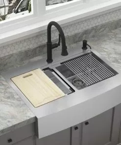 Tuscany™ Acadian Farmhouse/Apron Front 33" Stainless Steel 2-Hole Double Bowl Kitchen Sink 22 Tuscany™ Acadian Farmhouse/Apron Front 33" Stainless Steel 2-Hole Double Bowl Kitchen Sink -Tuscany Shop 6724139 Alt 3