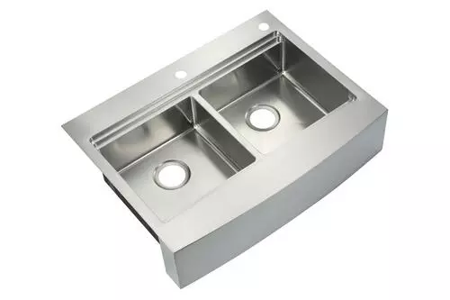 Tuscany™ Acadian Farmhouse/Apron Front 33" Stainless Steel 2-Hole Double Bowl Kitchen Sink 2 Tuscany™ Acadian Farmhouse/Apron Front 33" Stainless Steel 2-Hole Double Bowl Kitchen Sink - Image 2