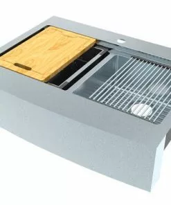 Tuscany™ Acadian Farmhouse/Apron Front 33" Stainless Steel 2-Hole Double Bowl Kitchen Sink