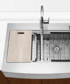 Tuscany™ Acadian Farmhouse/Apron Front 33" Stainless Steel 2-Hole Double Bowl Kitchen Sink 15 Tuscany™ Acadian Farmhouse/Apron Front 33" Stainless Steel 2-Hole Double Bowl Kitchen Sink -Tuscany Shop 6724139 Scene 1