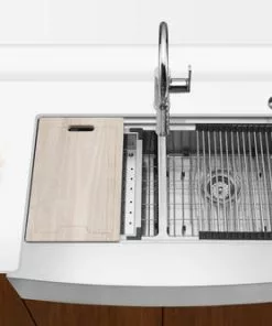 Tuscany™ Acadian Farmhouse/Apron Front 33" Stainless Steel 2-Hole Double Bowl Kitchen Sink 16 Tuscany™ Acadian Farmhouse/Apron Front 33" Stainless Steel 2-Hole Double Bowl Kitchen Sink -Tuscany Shop 6724139 Scene 2