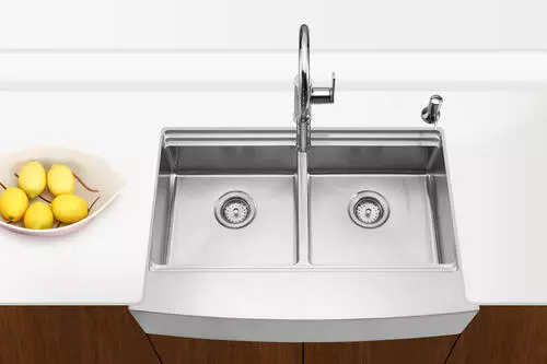 Tuscany™ Acadian Farmhouse/Apron Front 33" Stainless Steel 2-Hole Double Bowl Kitchen Sink 7 Tuscany™ Acadian Farmhouse/Apron Front 33" Stainless Steel 2-Hole Double Bowl Kitchen Sink - Image 7