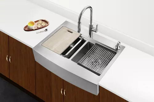 Tuscany™ Acadian Farmhouse/Apron Front 33" Stainless Steel 2-Hole Double Bowl Kitchen Sink 8 Tuscany™ Acadian Farmhouse/Apron Front 33" Stainless Steel 2-Hole Double Bowl Kitchen Sink - Image 8