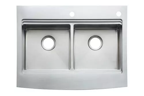 Tuscany™ Acadian Farmhouse/Apron Front 33" Stainless Steel 2-Hole Double Bowl Kitchen Sink 3 Tuscany™ Acadian Farmhouse/Apron Front 33" Stainless Steel 2-Hole Double Bowl Kitchen Sink - Image 3