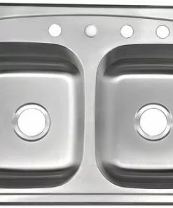 Tuscany® Whitemore All-in-One Drop-In 33" Stainless Steel 4-Hole Double Bowl Kitchen Sink 11 Tuscany® Whitemore All-in-One Drop-In 33" Stainless Steel 4-Hole Double Bowl Kitchen Sink -Tuscany Shop 6724154 Top View