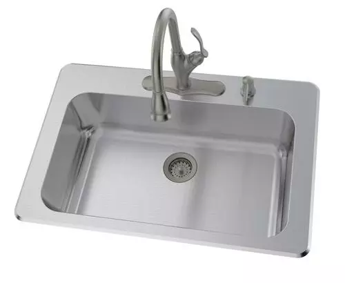 Tuscany® Jensen All-in-One Drop-In 33" Stainless Steel 4-Hole Single Bowl Kitchen Sink 2 Tuscany® Jensen All-in-One Drop-In 33" Stainless Steel 4-Hole Single Bowl Kitchen Sink - Image 2