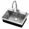 Tuscany® Volk All-in-One Dual Mount 33" Stainless Steel 2-Hole Single Bowl Kitchen Sink