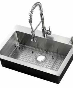 Tuscany® Volk All-in-One Dual Mount 33" Stainless Steel 2-Hole Single Bowl Kitchen Sink