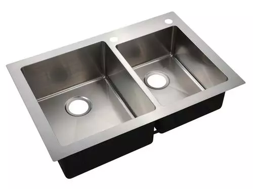 Tuscany® Volk All-in-One Dual Mount 33" Stainless Steel 2-Hole Double Bowl Kitchen Sink 4 Tuscany® Volk All-in-One Dual Mount 33" Stainless Steel 2-Hole Double Bowl Kitchen Sink - Image 4