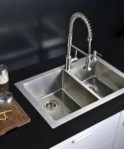 Tuscany® Volk All-in-One Dual Mount 33" Stainless Steel 2-Hole Double Bowl Kitchen Sink 13 Tuscany® Volk All-in-One Dual Mount 33" Stainless Steel 2-Hole Double Bowl Kitchen Sink -Tuscany Shop 6724160 Scene 01