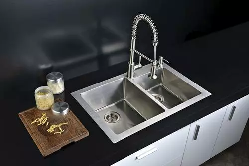 Tuscany® Volk All-in-One Dual Mount 33" Stainless Steel 2-Hole Double Bowl Kitchen Sink 5 Tuscany® Volk All-in-One Dual Mount 33" Stainless Steel 2-Hole Double Bowl Kitchen Sink - Image 5