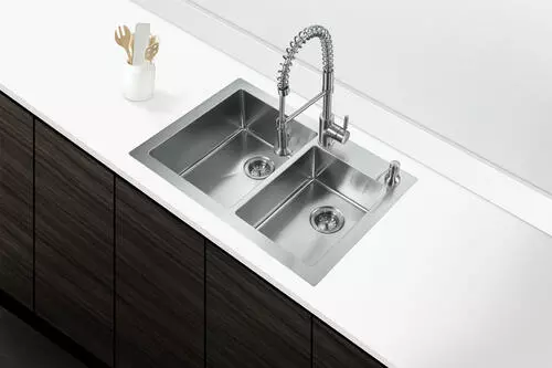 Tuscany® Volk All-in-One Dual Mount 33" Stainless Steel 2-Hole Double Bowl Kitchen Sink 6 Tuscany® Volk All-in-One Dual Mount 33" Stainless Steel 2-Hole Double Bowl Kitchen Sink - Image 6