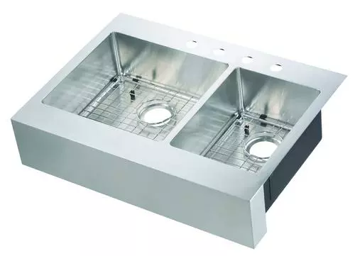 Tuscany® Retrofit Farmhouse/Apron Front 33" Stainless Steel Offset Double Bowl Kitchen Sink 1 Tuscany® Retrofit Farmhouse/Apron Front 33" Stainless Steel Offset Double Bowl Kitchen Sink