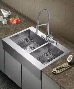 Tuscany® Retrofit Farmhouse/Apron Front 33" Stainless Steel Offset Double Bowl Kitchen Sink 7 Tuscany® Retrofit Farmhouse/Apron Front 33" Stainless Steel Offset Double Bowl Kitchen Sink -Tuscany Shop 6724162 scene 01