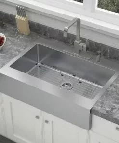Tuscany® Retrofit Farmhouse/Apron Front 33" Stainless Steel Single Bowl Kitchen Sink 11 Tuscany® Retrofit Farmhouse/Apron Front 33" Stainless Steel Single Bowl Kitchen Sink -Tuscany Shop 6724163 Scene 2
