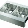 Tuscany® Retrofit Farmhouse/Apron Front 33" Stainless Steel Double Bowl Kitchen Sink