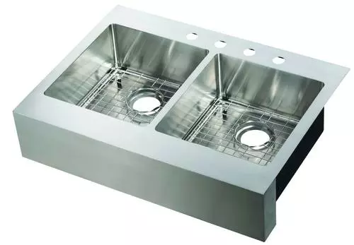 Tuscany® Retrofit Farmhouse/Apron Front 33" Stainless Steel Double Bowl Kitchen Sink 1 Tuscany® Retrofit Farmhouse/Apron Front 33" Stainless Steel Double Bowl Kitchen Sink