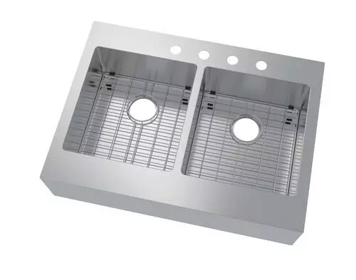 Tuscany® Retrofit Farmhouse/Apron Front 33" Stainless Steel Double Bowl Kitchen Sink 2 Tuscany® Retrofit Farmhouse/Apron Front 33" Stainless Steel Double Bowl Kitchen Sink - Image 2