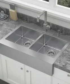 Tuscany® Retrofit Farmhouse/Apron Front 33" Stainless Steel Double Bowl Kitchen Sink 11 Tuscany® Retrofit Farmhouse/Apron Front 33" Stainless Steel Double Bowl Kitchen Sink -Tuscany Shop 6724164 scene 2